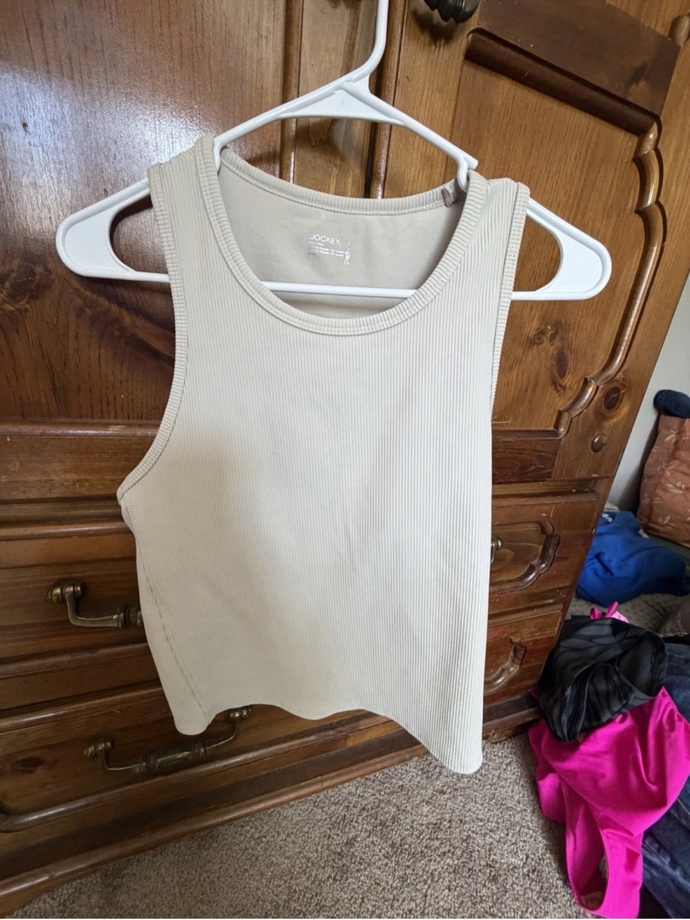 Jockey Cream Ribbed Tank Top